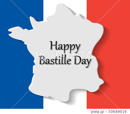 Silhouette of France against the French flag. 50689016