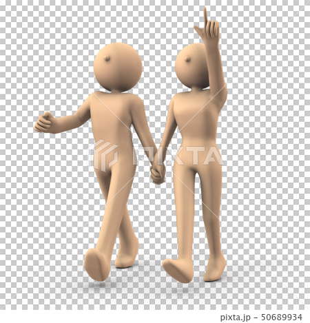 Rendered illustration depicting a couple walking holding hands 50689934