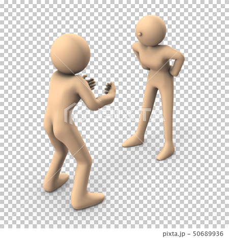 言い争い中のカップルを描いたレンダリングイラスト 50689936