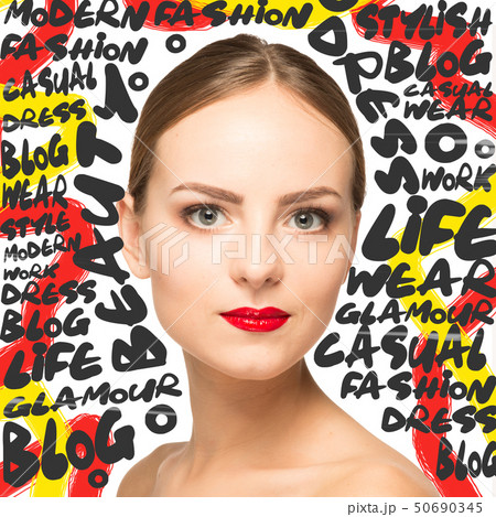 Beauty woman face portrait with perfect skin 50690345