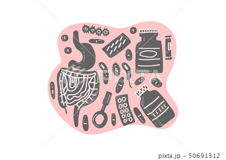 Probiotic vector concept illustration. Gut flora. Probiotic vector concept illustration. Gut flora. 50691312