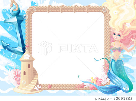 vector Summer sea collage photo frame vector Summer sea collage photo frame 50691832
