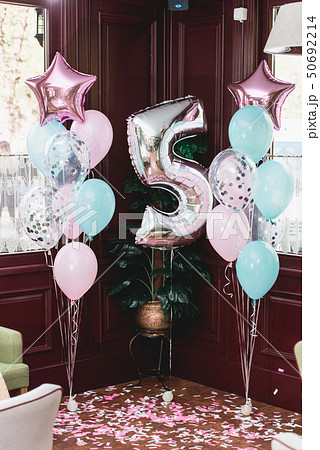 birthday party decorations indoor with baloons of differen shapes birthday party decorations indoor with baloons of differen shapes 50692214