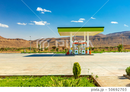 Green Gas Station in arid areas, in the desert, 50692703