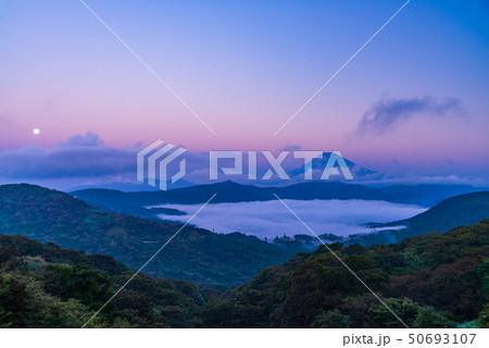 (神奈川県)箱根大観山から望む、雲海の芦ノ湖と富士山 夜明け (神奈川県)箱根大観山から望む、雲海の芦ノ湖と富士山 夜明け 50693107