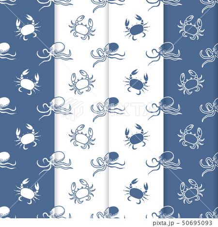 Set of 4 seamless pattern Octopuses and crabs. 50695093