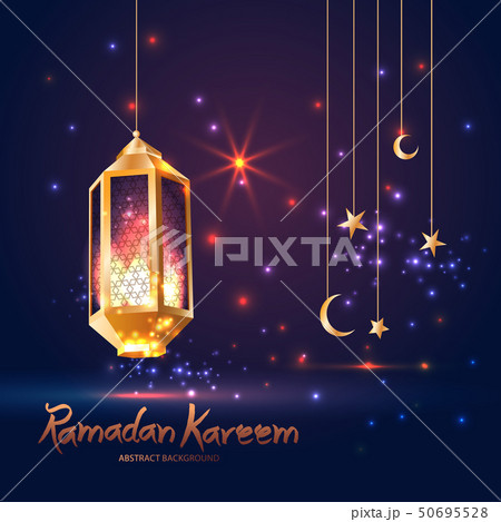 Ramadan Kareem islamic illustration with 3d cute lantern and star and moon. 50695528