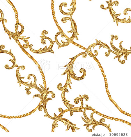 Golden chain glamour baroque style seamless 50695628