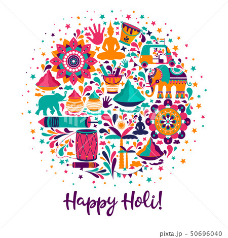 Happy holi vector elements for card design , Happy holi design with colorful icon. 50696040