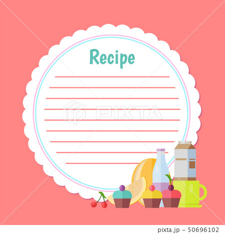 Recipe List with Dessert and Drink, Cake Vector 50696102