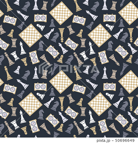 Seamless vector pattern with chess on dark bluu 50696649
