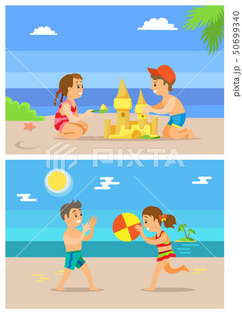 Summer Beach, Vacations of Kids, Children Playing Summer Beach, Vacations of Kids, Children Playing 50699340