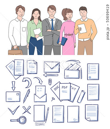 Papers or Documents in Envelope, Workers Vector Papers or Documents in Envelope, Workers Vector 50699419