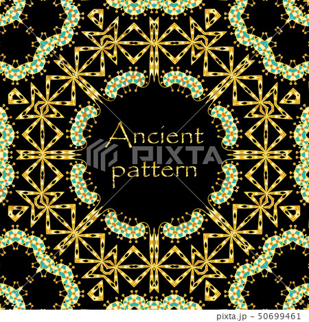 Geometrical abstract vector seamless art deco pattern from gold hand drawn elements, Eskimo ethnic 50699461