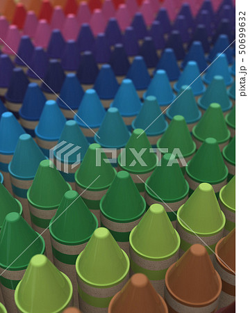 Cg 3d イラスト 立体 デザイン 文房具 画材 絵 描く クレヨン カラフル 24色 お絵かきのイラスト素材
