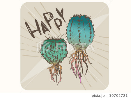 多肉植物とサボテンのイラスト フレーム 素材 幸せのイラスト素材