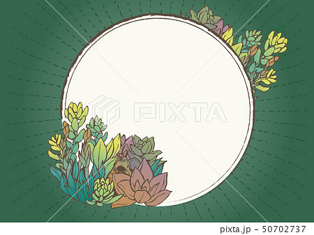 多肉植物とサボテンのイラスト フレーム 素材 緑色のイラスト素材 多肉植物とサボテンのイラスト フレーム 素材 緑色のイラスト素材
