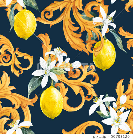 Watercolor lemon seamless vector pattern 50703120