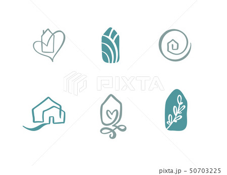 Set of simple calligraphy houses hand drawn logo. Real Vector Icons. Estate Architecture 50703225