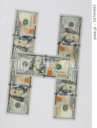 H letter made from 100 dollar bills  50704995