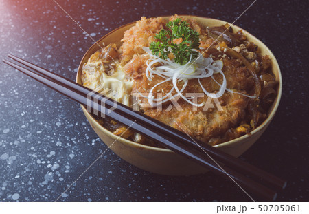 Rice cup with deep fried pork or katsudon. 50705061