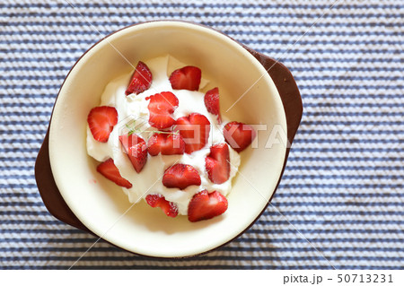 Strawberry with cream on table dessert Strawberry with cream on table dessert 50713231