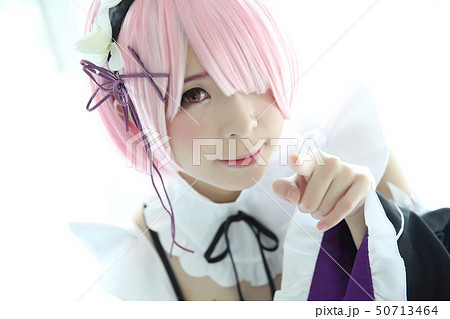 Portrait of Japan anime cosplay woman , white japanese maid in white tone room 50713464
