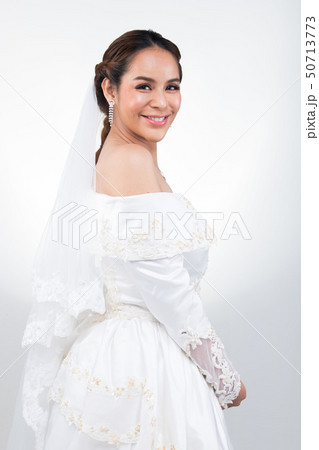 Lovely Asian Beautiful Woman bride white wedding Lovely Asian Beautiful Woman bride white wedding 50713773