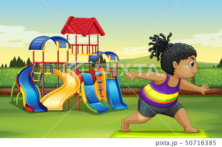 Girl doing yoga in park 50716385