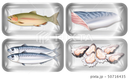 Set of seafood in packaging Set of seafood in packaging 50716435