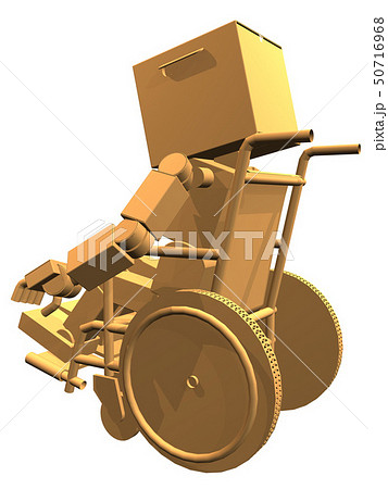 Cg段ボールキャラクターと車椅子ヴァリエーション02のイラスト素材