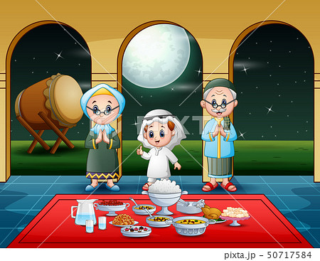 Muslim family celebrating iftar party 50717584