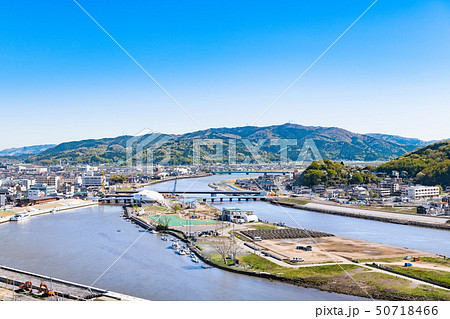 快晴の石巻市街と旧北上川中瀬 50718466