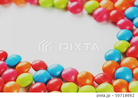 Frame of multi-colored candies close up. Rainbow Frame of multi-colored candies close up. Rainbow 50718662