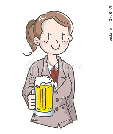 ビールで乾杯するOL 50720020