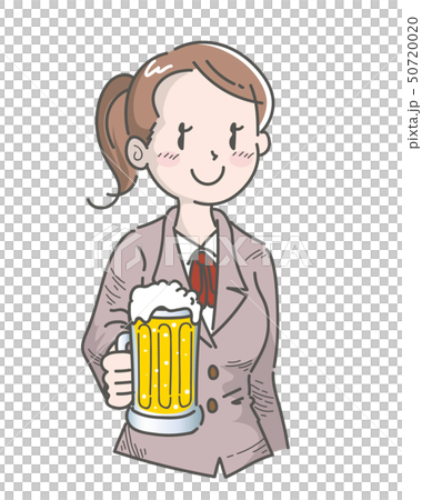 ビールで乾杯するOL 50720020