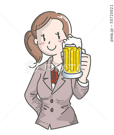 ビールで乾杯するOL 50720021