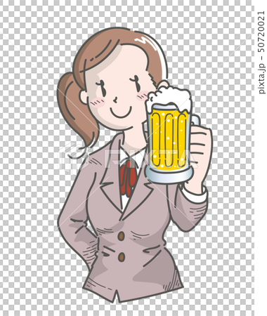 ビールで乾杯するOL 50720021