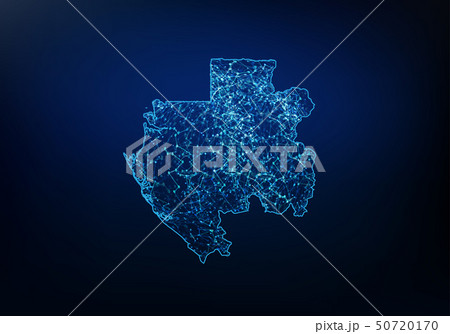 Abstract of gabon map network, internet and global