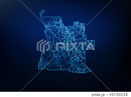 Abstract of angola map network, internet and