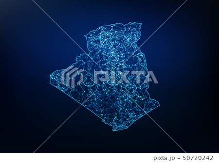 Abstract of algeria map network, internet and