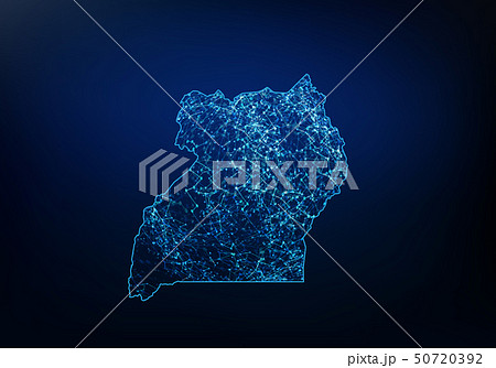 Abstract of uganda map network, internet and