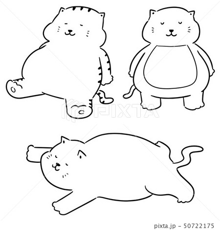Vector Set Of Fat Catのイラスト素材
