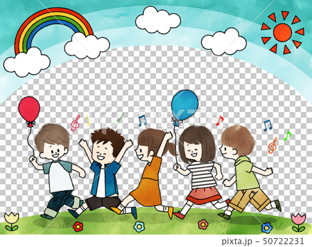 元気な子供たち 青空のイラスト素材