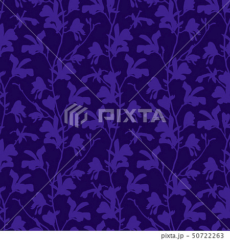 Purple floral background with branch and magnolia flower. Seamless pattern with magnolia tree 50722263