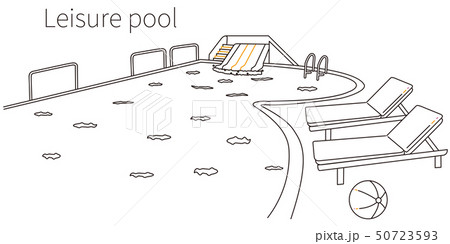 3色の線画のプール　黒基調 50723593