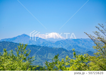 高尾山　山頂　 大見晴台から眺望する富士山　5月初旬 50723620