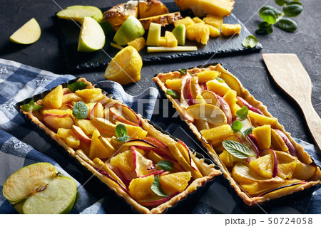 french pineapple and apple sweet tart, close-up french pineapple and apple sweet tart, close-up 50724058