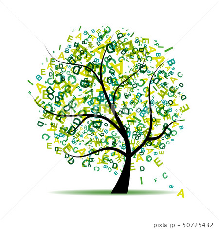 Art tree with letters green for your design 50725432