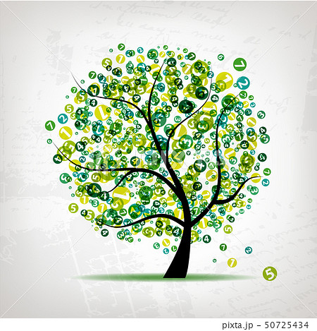 Art tree with figures green for your design 50725434